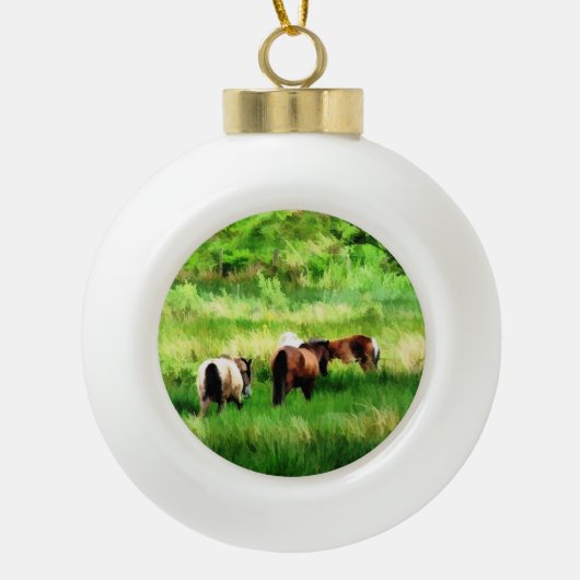 HORSES KERAMISCHE BAL ORNAMENT (Voorkant)