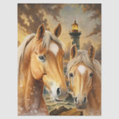 Horses Lighthouse & Ocean Scene Tissuepapier (Voorkant)