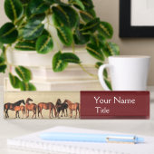 HORSES/MARES EN FOALS, bruin Naambordje