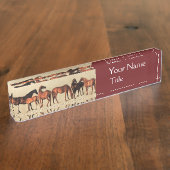 HORSES/MARES EN FOALS, bruin Naambordje (Zijkant)