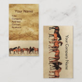 HORSES/MARES EN FOALS bruin perkament Visitekaartje (Voorkant / Achterkant)