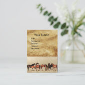 HORSES/MARES EN FOALS bruin perkament Visitekaartje (Staand voorkant)