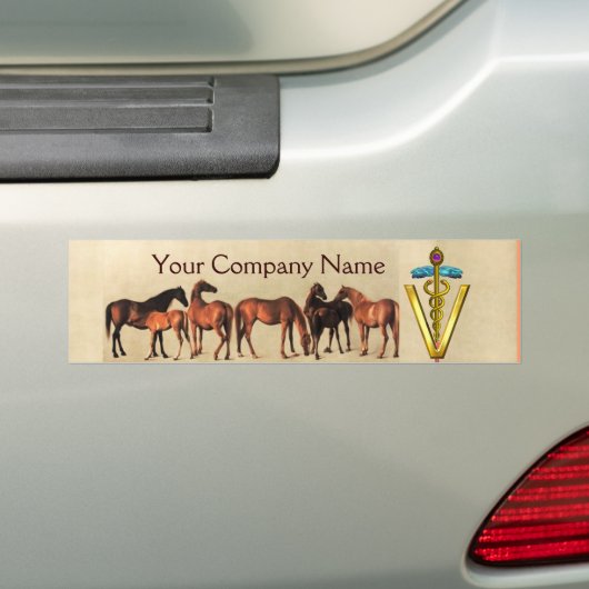 HORSES/MARES EN FOALS CADUCEUS VETERINAIR SYMBOOL BUMPERSTICKER (Op auto)