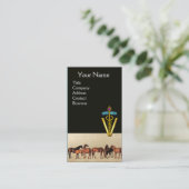 HORSES/MARES EN FOALS CADUCEUS VETERINAIR SYMBOOL VISITEKAARTJE (Staand voorkant)