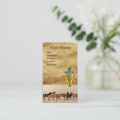 HORSES/MARES EN FOALS CADUCEUS VETERINAIR SYMBOOL VISITEKAARTJE (Staand voorkant)