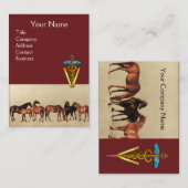 HORSES/MARES EN FOALS CADUCEUS VETERINAIR SYMBOOL VISITEKAARTJE (Voorkant / Achterkant)