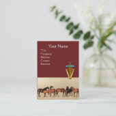 HORSES/MARES EN FOALS CADUCEUS VETERINAIR SYMBOOL VISITEKAARTJE (Staand voorkant)