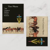 HORSES/MARES EN FOALS CADUCEUS VETERINAIR SYMBOOL VISITEKAARTJE (Voorkant / Achterkant)