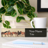 HORSES/MARS EN FOALS, zwart Naambordje