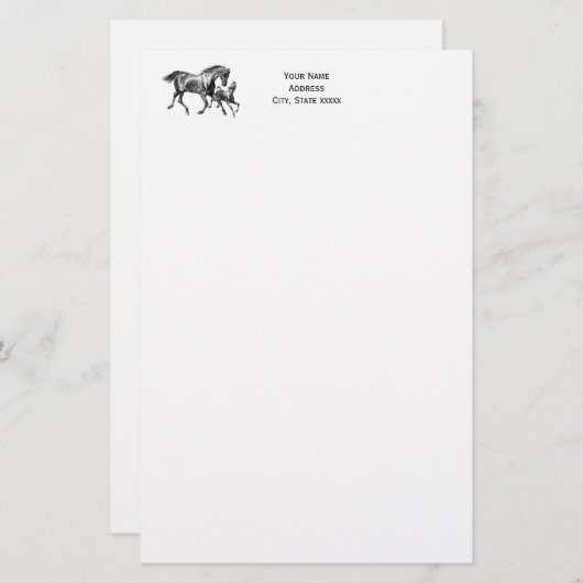 Horses Moeder Foal Writing Paper Briefpapier (Voorkant / Achterkant)