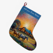 Horses on Farm Grote Kerstsok (Voorkant (Hangend))