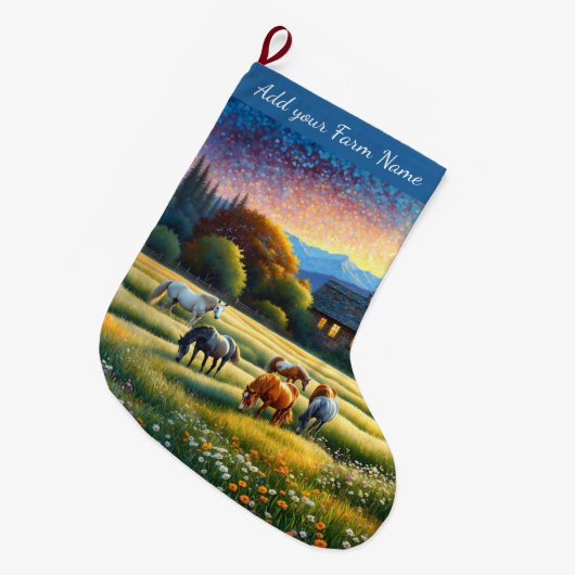 Horses on Farm Grote Kerstsok (Voorkant (Hangend))