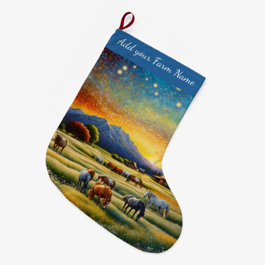 Horses on Farm Grote Kerstsok (Voorkant (Hangend))