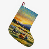 Horses on Farm Wildflower Meadow Grote Kerstsok (Voorkant (Hangend))