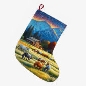 Horses on Farm Wildflower Meadow Grote Kerstsok (Voorkant (Hangend))