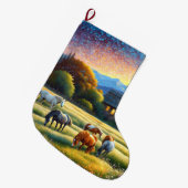 Horses on Farm Wildflower Meadow Grote Kerstsok (Voorkant (Hangend))