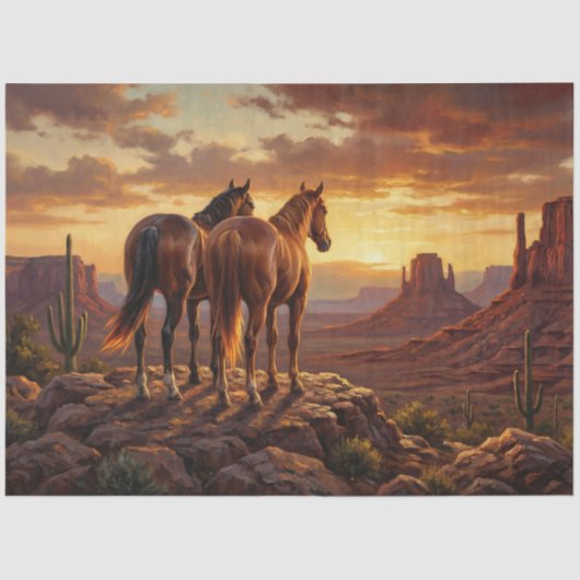 Horses Painted Desert Western Decoupage Tissuepapier (Voorkant)