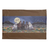 Horses Pony Watch Moon Night Sky Natuur Meadow Kussensloop (Achterkant)