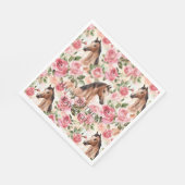 Horses Pretty Pink Roses Floral Birthday Servet (Hoek)