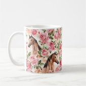 Horses Pretty Pink Roses Floral   Koffiemok (Links)