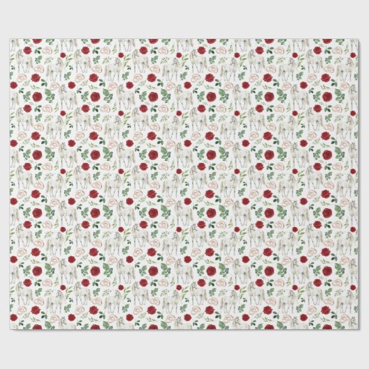 Horses & Red Roses Huwelijkscadeau Inpakpapier (Vlak)