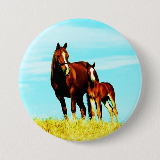 Horses Ronde Button 7,6 Cm (Voorkant)