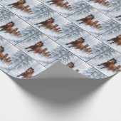 Horses Running Through a Snowy Forest Cadeaupapier (Hoek)