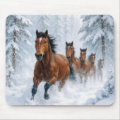 Horses Running Through a Snowy Forest Muismat (Voorkant)
