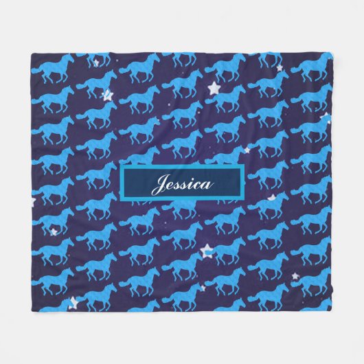 Horses Starry Night Fleece Deken (Voorkant (Horizontaal))