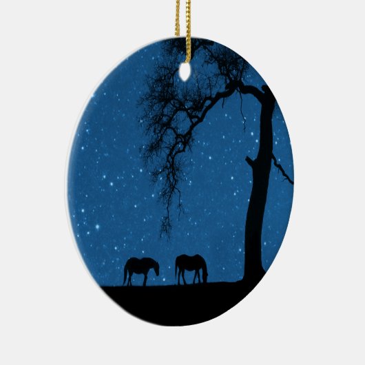 Horses Sterrennacht Chrustmas Keramisch Ornament (Rechts)