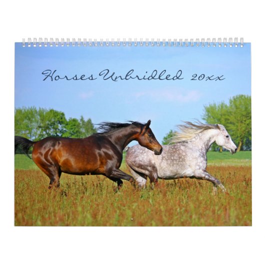 Horses Unbridled Wildlife Photography Custom Year Kalender (Hoes)