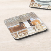 Horses Vermont Winter Hard Plastic Coaster Bier Onderzetter (Linkerzijde)