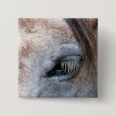 HORSES VIERKANTE BUTTON 5,1 CM (Voorkant)