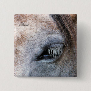 HORSES VIERKANTE BUTTON 5,1 CM