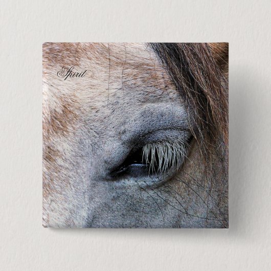 HORSES VIERKANTE BUTTON 5,1 CM (Voorkant)