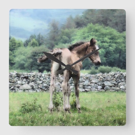 HORSES VIERKANTE KLOK (Voorkant)