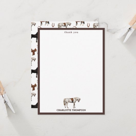 Horses Watercolor Horseshoe Horse Saddles Kids (Voorkant / Achterkant in situ)