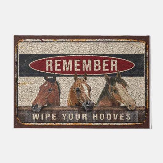 Horses Welcome Doormat | Remember Wipe Your Hooves Deurmat (Voorkant)