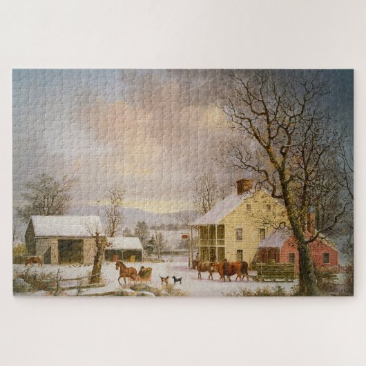 Horses | Winter in het land | George Durrie Legpuzzel (Horizontaal)
