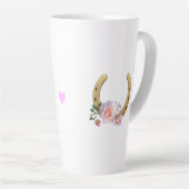 Horseschoen met Bloemen & Hart Latte Mok (Rechterhoek)