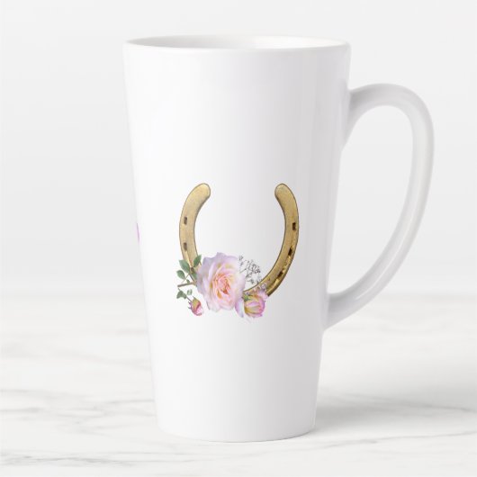 Horseschoen met Bloemen & Hart Latte Mok (Rechts)