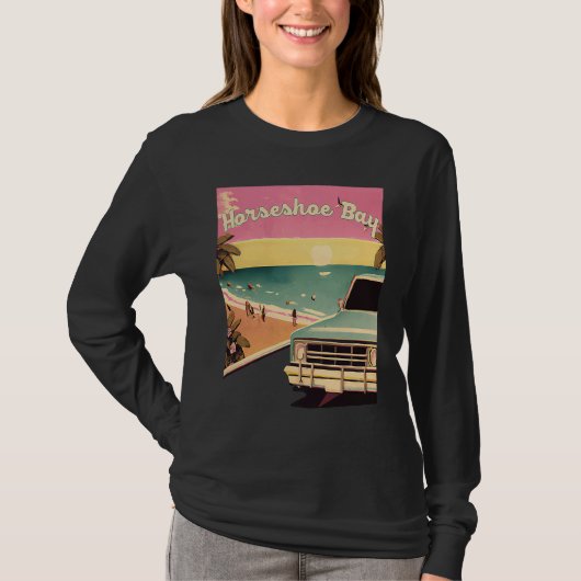 Horseshoe Bay Retro Beach Vacation Souvenir Surf T-shirt (Voorkant)