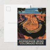 Horseshoe Bend en Colorado River, Reizen Briefkaart (Voorkant / Achterkant)
