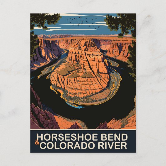 Horseshoe Bend en Colorado River, Reizen Briefkaart (Voorkant)