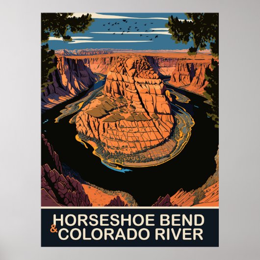 Horseshoe Bend en Colorado rivier, Reizen Poster (Voorkant)