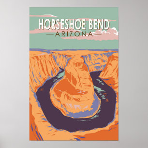 Horseshoe Bend Reis Kunst Vintage Poster