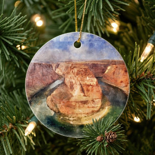 Horseshoe Bend Waterverf Grand Canyon Landschap Keramisch Ornament