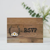 Horseshoe Bruiloftsreceptie RSVP Kaart (Staand voorkant)