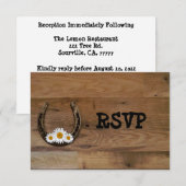 Horseshoe Bruiloftsreceptie RSVP Kaart (Voorkant / Achterkant)