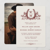 Horseshoe Cactus Western Country Boho Wedding  Kaart (Voorkant / Achterkant)